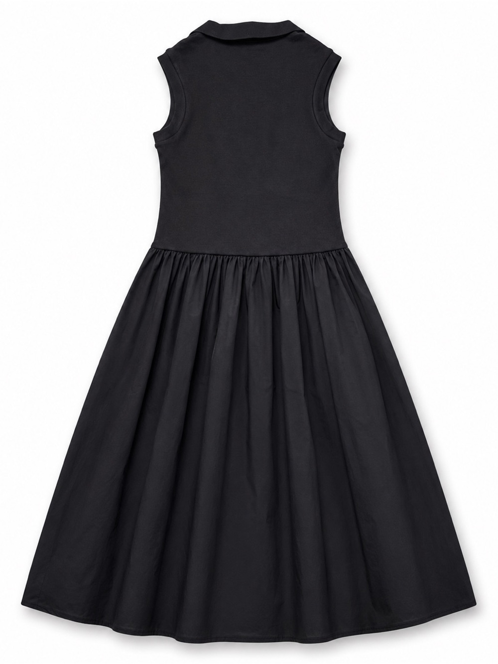 MANGO Polo Collar Mixed Maxi Dress Womens Black Sleeveless A Line NWT - Picture 2 of 8